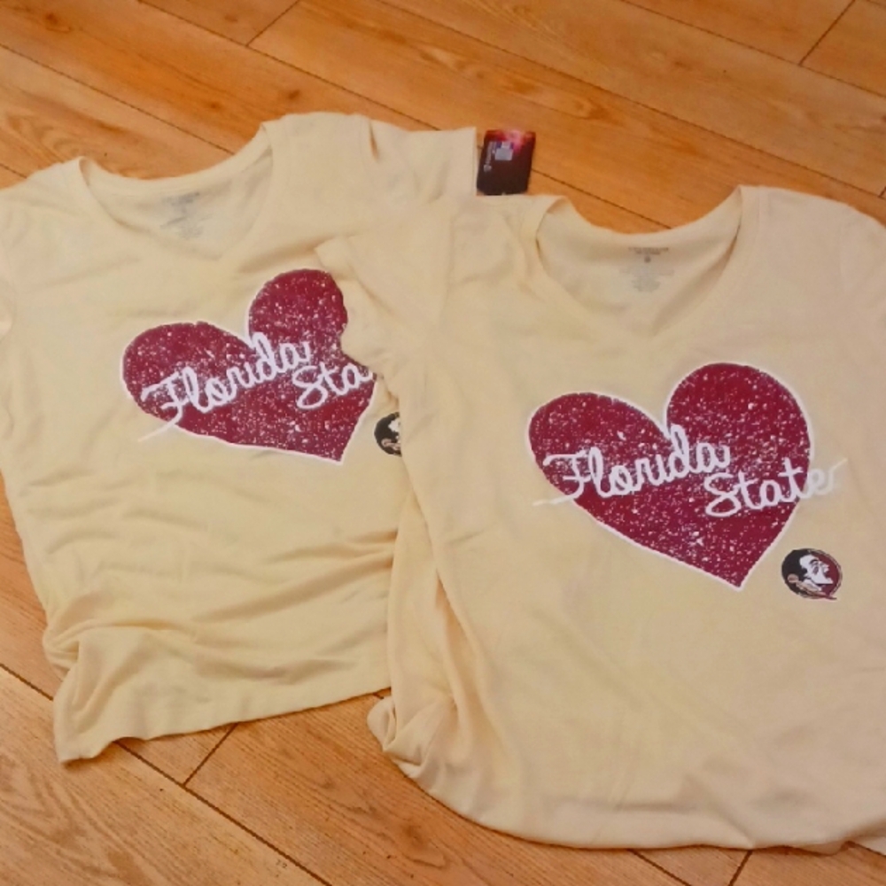 Colosseum FSU Seminoles Collegiate Graphic T-shirt SS V-neck Ladies Lot 2 Pink